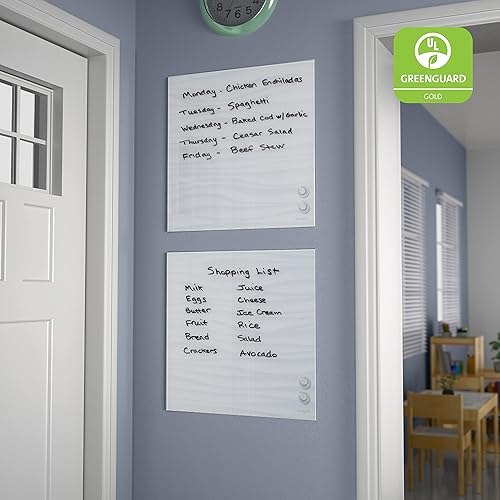 Miniatura 7 de ECR4KIDS MessageStor - Pizarra magnética de vidrio de borrado en seco con imanes, 17.5 x 17.5 pulgadas, pizarra blanca para montaje en pared, ondas
