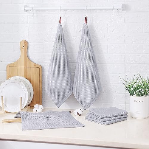 Miniatura 423 de Kitinjoy - Paños de cocina 100% algodón, paquete de 6 paños de cocina ultra suaves y absorbentes para secar platos, toallas de cocina de secado