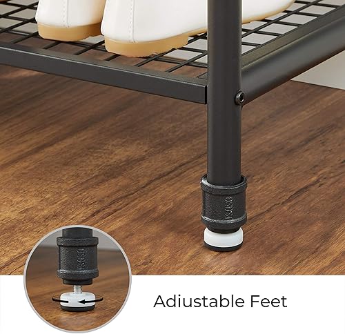 Miniatura 9 de VASAGLE - Banco para zapatos, estante de almacenamiento de 3 niveles para entrada, pasillo, sala de estar, muebles de acento industrial con marco de