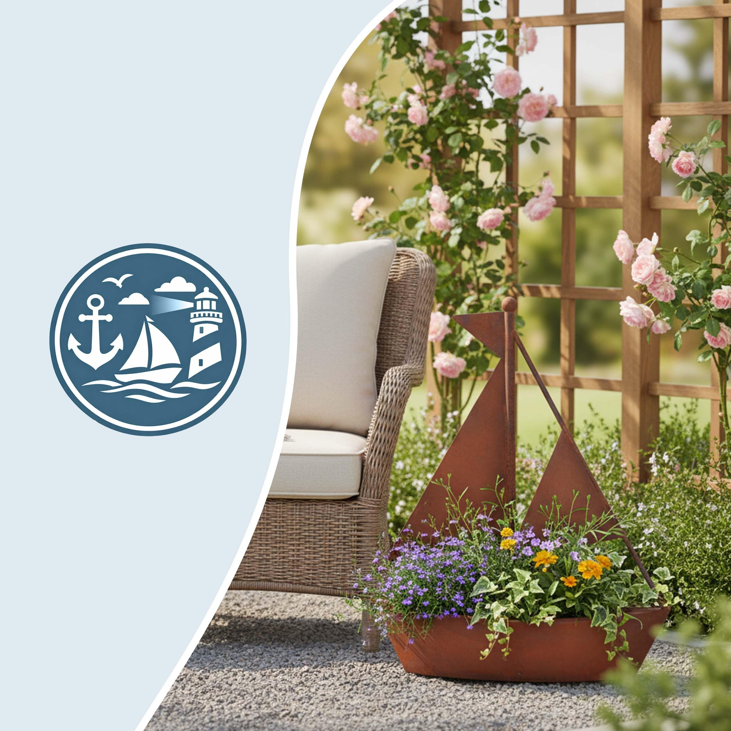 Relaxdays Gartendeko Rost, Metall, HxBxT: 43 x 34,5 x 10 cm, braun