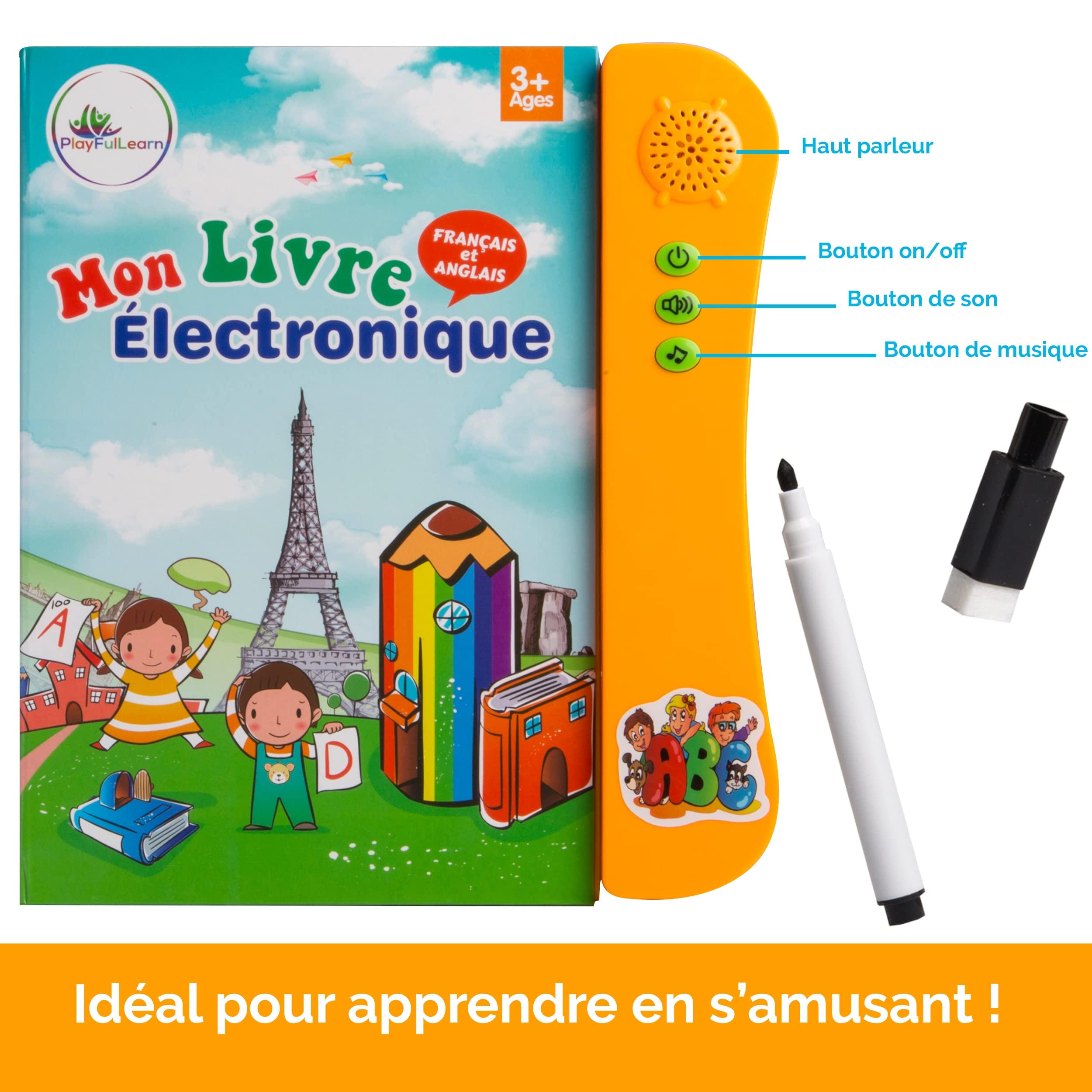 Livre Sonore éducatif En Anglais Pour Enfants 2-6 Ans - 20 Pages Interactives Avec Sons - Apprentissage Lettres, Chiffres, Animaux (Rose) - 14
