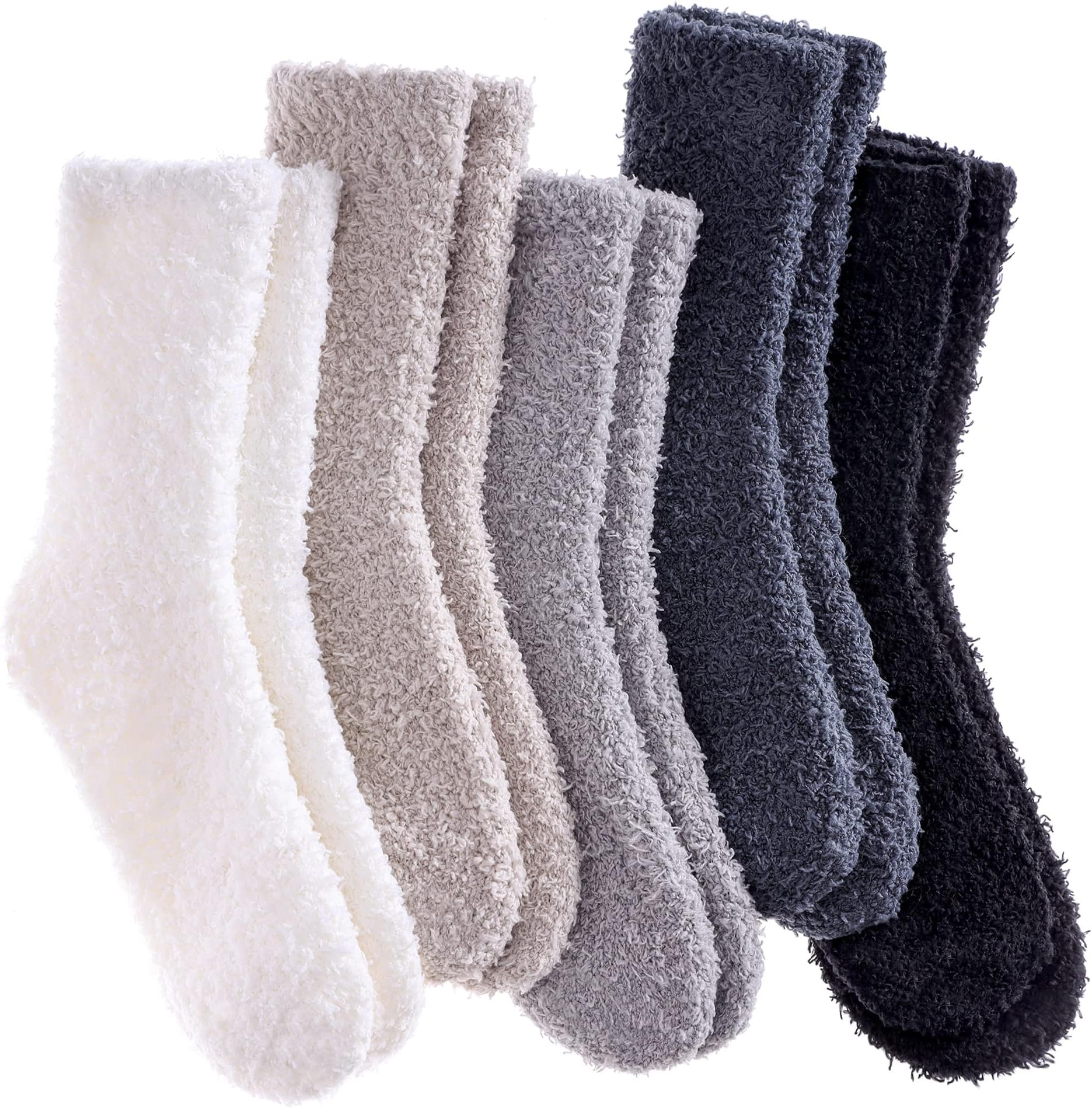 LANLEO 5/6 Pairs Womens Super Soft Fuzzy Plush Warm Winter Home Sleeping Slipper Socks