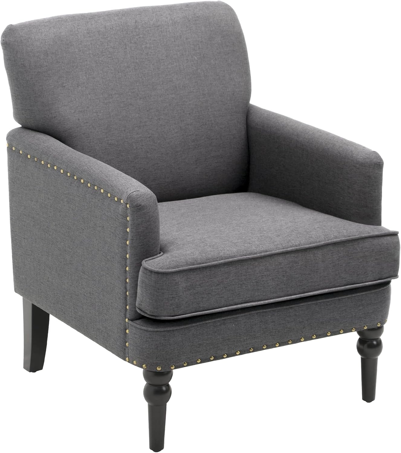 Modern Accent Chair Upholstered Sofa, VredHom Single Sofa Couch Fabric Chair with Wood Legs & Flame Retardant Fabric, Padded Rivet Club Chair Armchair for Living Room, Bedroom, Reception Room : Home & Kitchen