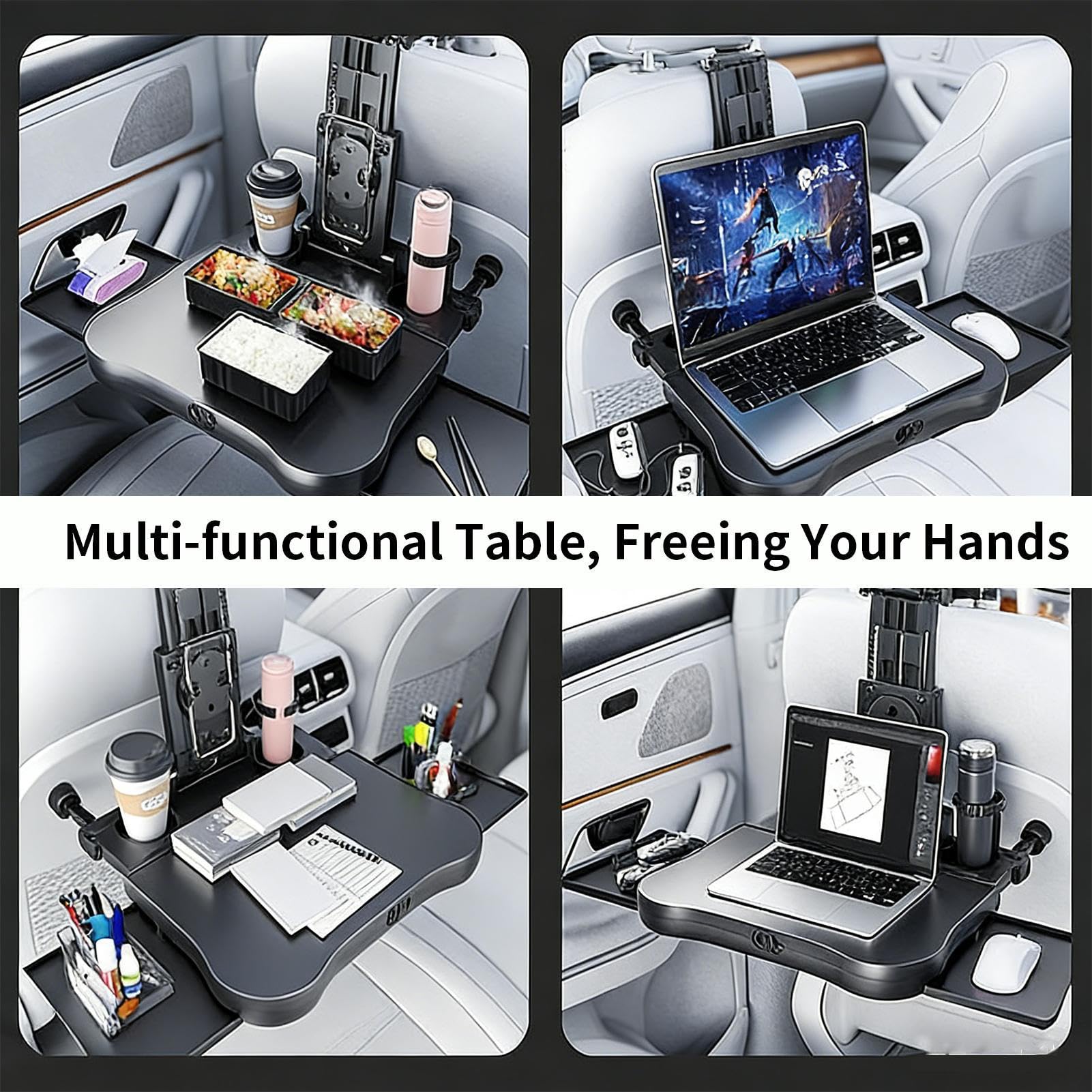 Mesa Asiento Trasero Coche - ABS Ajustable Plegable | Escritorio Auto Asiento Trasero Bandeja Comida & Trabajo Móvil Para Sedanes, Pickups, Caravanas, Remolques, Viajes, Camping & Familia