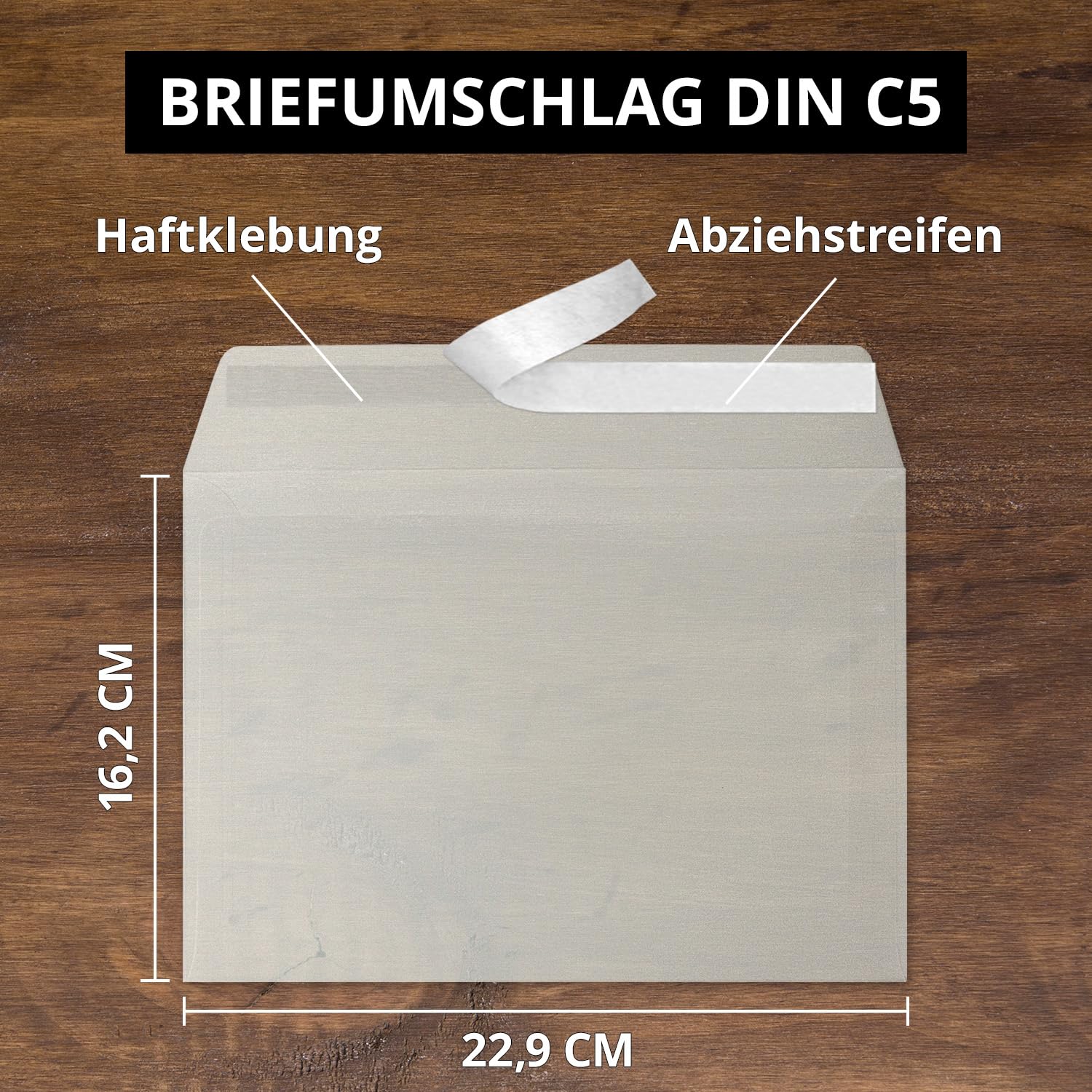 FarbenFroh Enveloppen in natuurwit, 50 stuks, DIN C5 enveloppen 22,0 x 15,4 cm, natte plakrand zonder venster, Kerstmis, wenskaarten