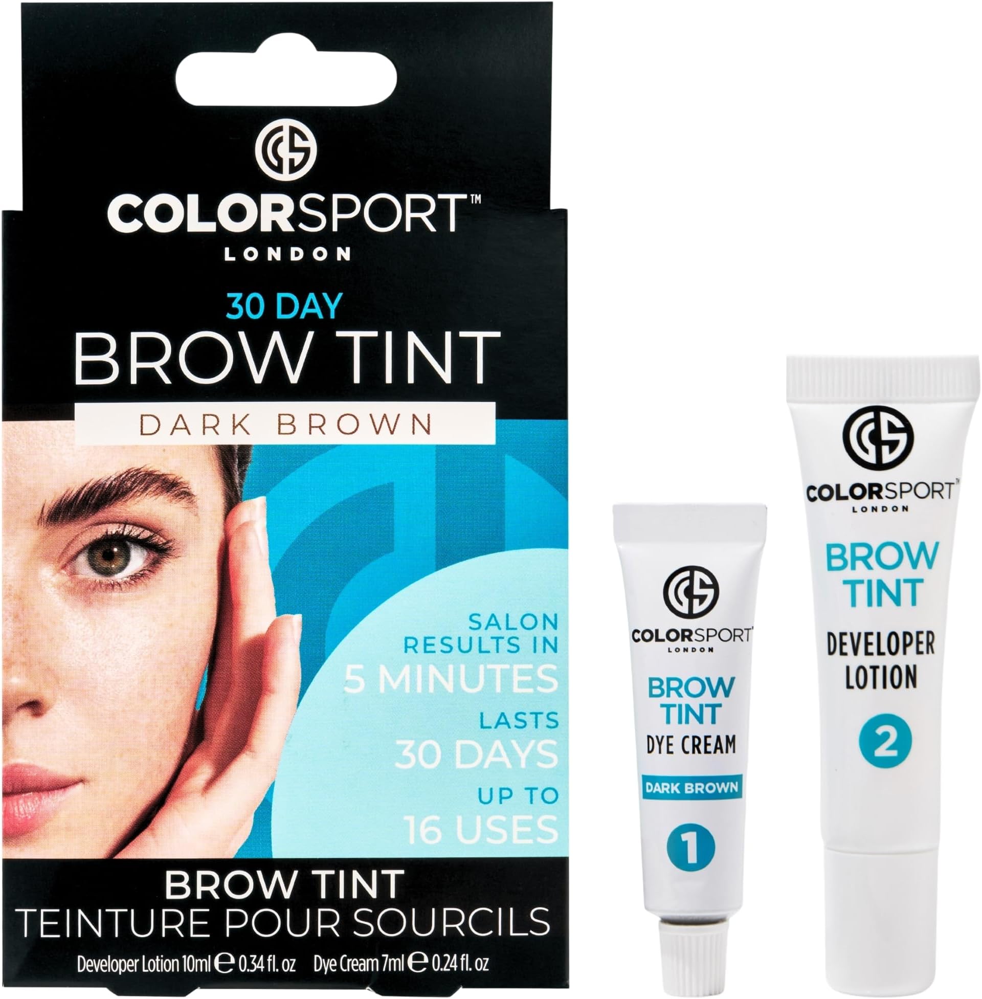 COLORSPORT 30 Day Brow Tint – Dark Brown | Visible Results In 3 Minutes, Lasts Up To 4 Weeks | Waterproof Eyebrow Tint | Quick & Easy Application | Salon-Quality Tinting at Home
