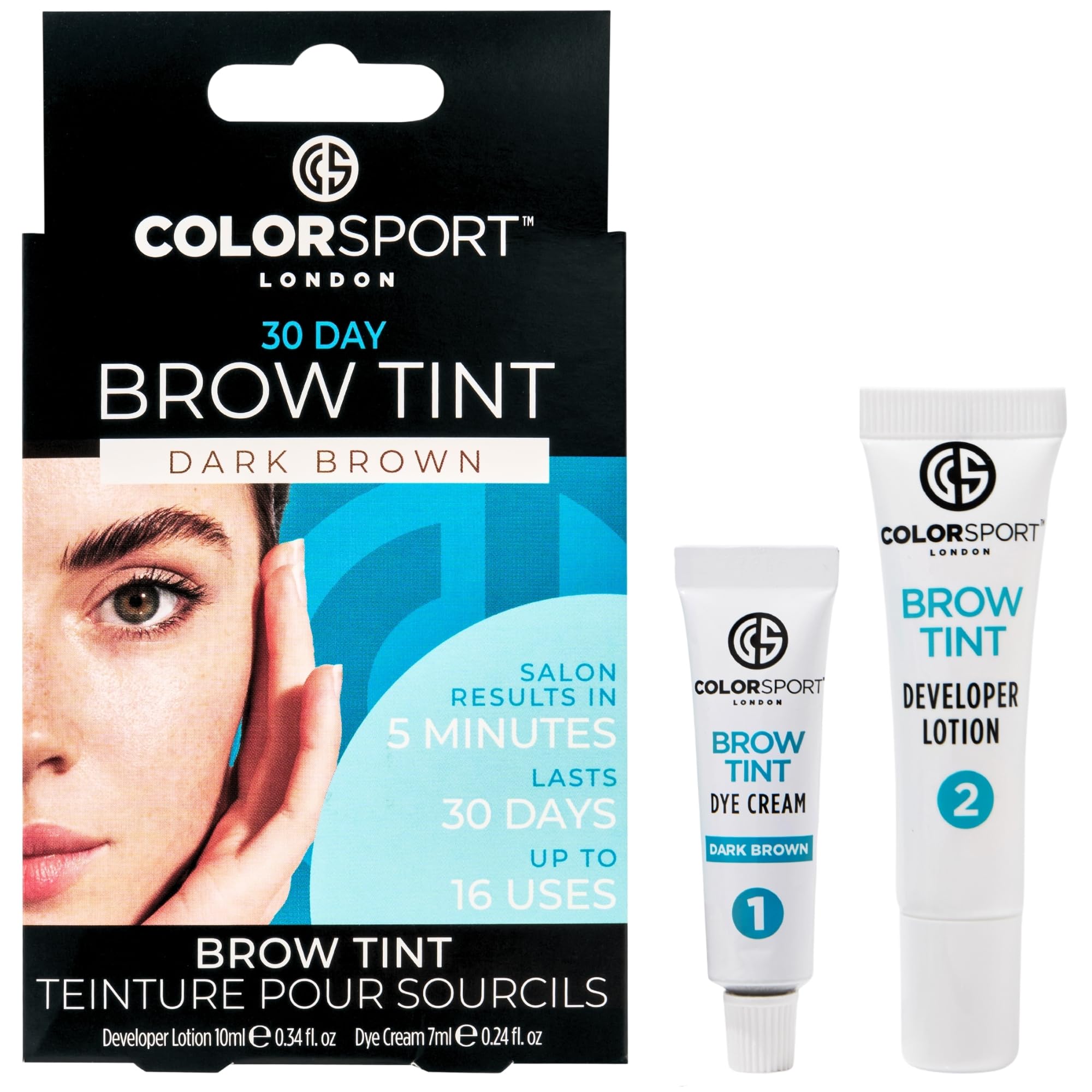 COLORSPORT 30 Day Brow Tint – Dark Brown | Visible Results In 3 Minutes, Lasts Up To 4 Weeks | Waterproof Eyebrow Tint | Quick & Easy Application | Salon-Quality Tinting at Home