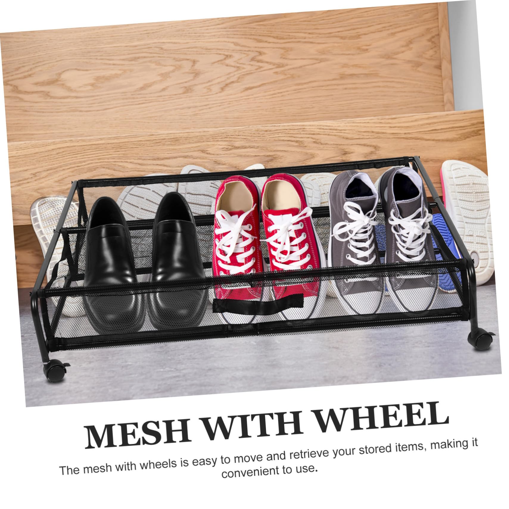 Uonlytech Zapatero con Ruedas de Hierro para Debajo Cama, Plata