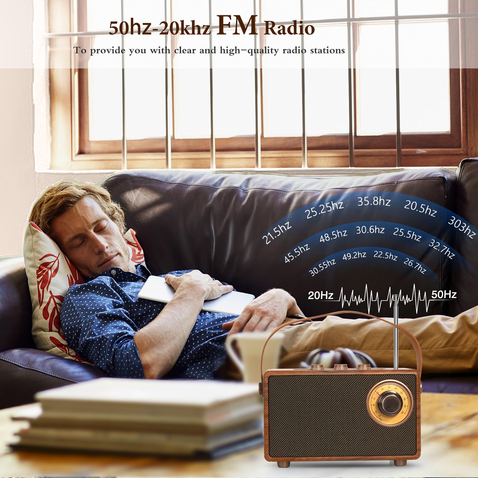 Retro-Radio, Vintage-Bluetooth-Lautsprecher mit FM-Radios, kleinem tragbaren Radios und 1500-mAh-Akku, unterstützt TF-Karte/AUX/USB, MP3-Player, 5-W-Lautsprecher, Bluetooth 5.0