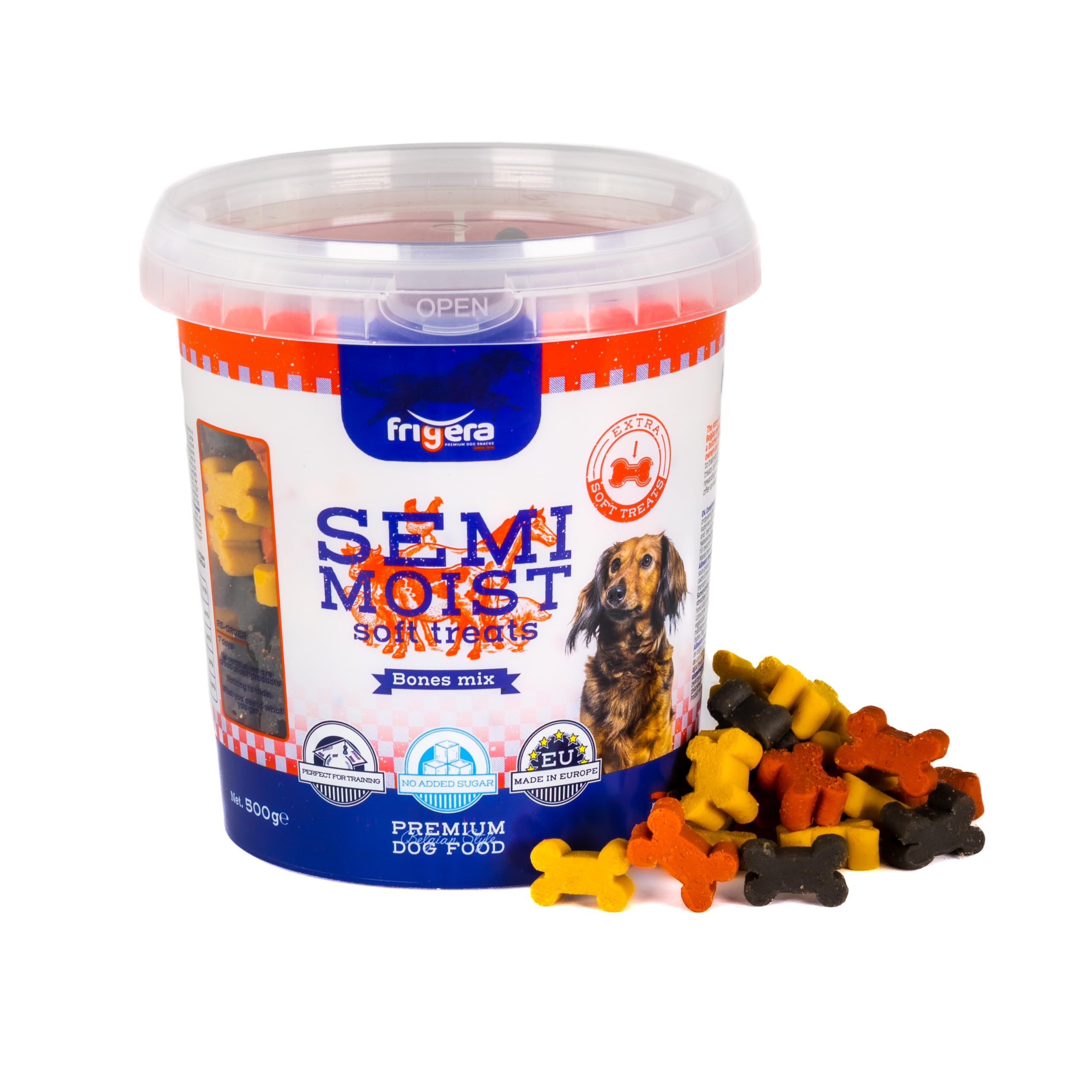 Frigera Semi-Moist Soft Treats Bones Mix (3) 500g – Soft Dog Treats, Tasty Reward for Training & In Between, No Added Sugar, Made in Belgium