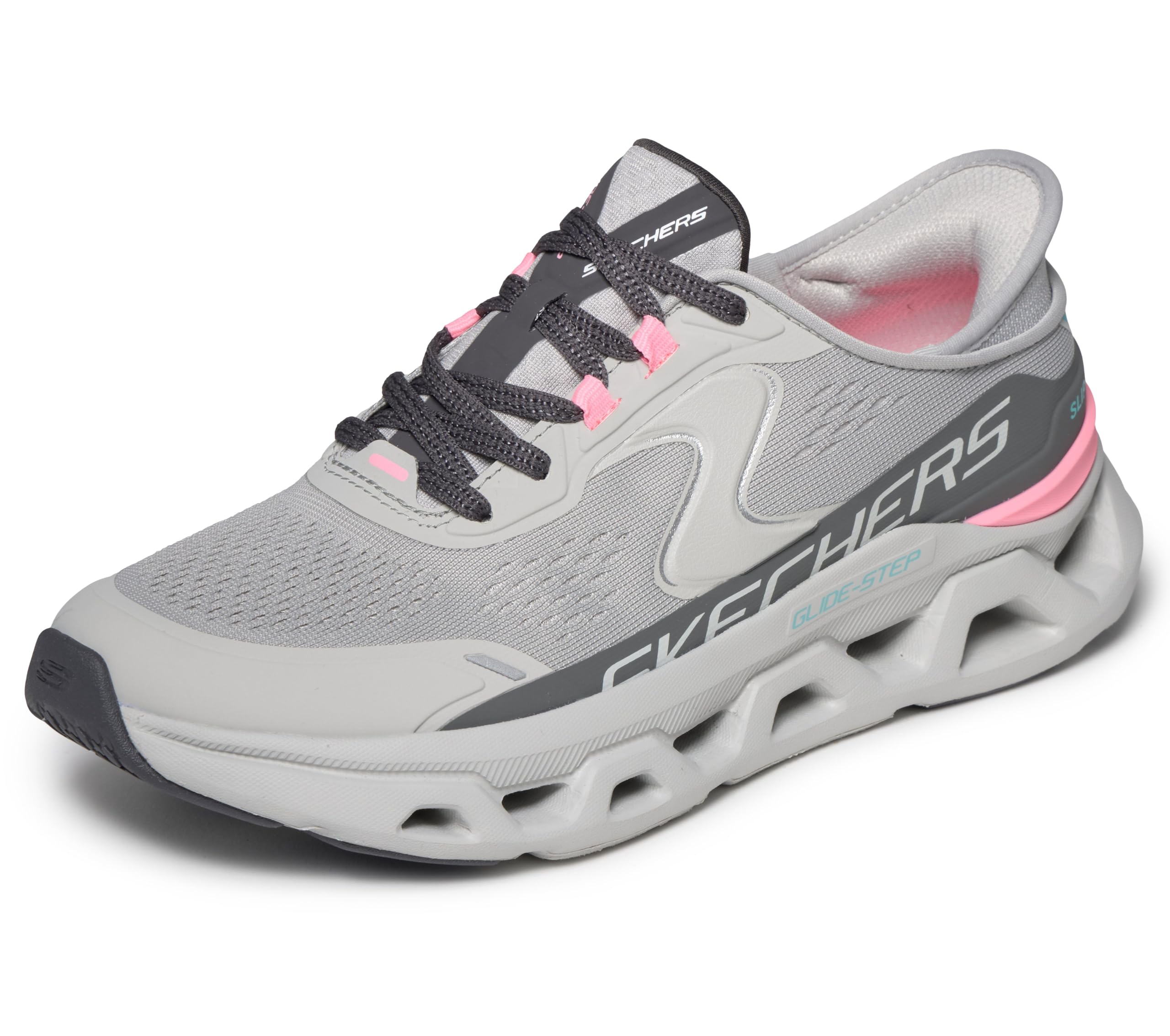 Skechers Women's Glide-Step Altus Slip-in Trainers, Gray Synthetic/Mesh/Pink Trim, 5.5 UK