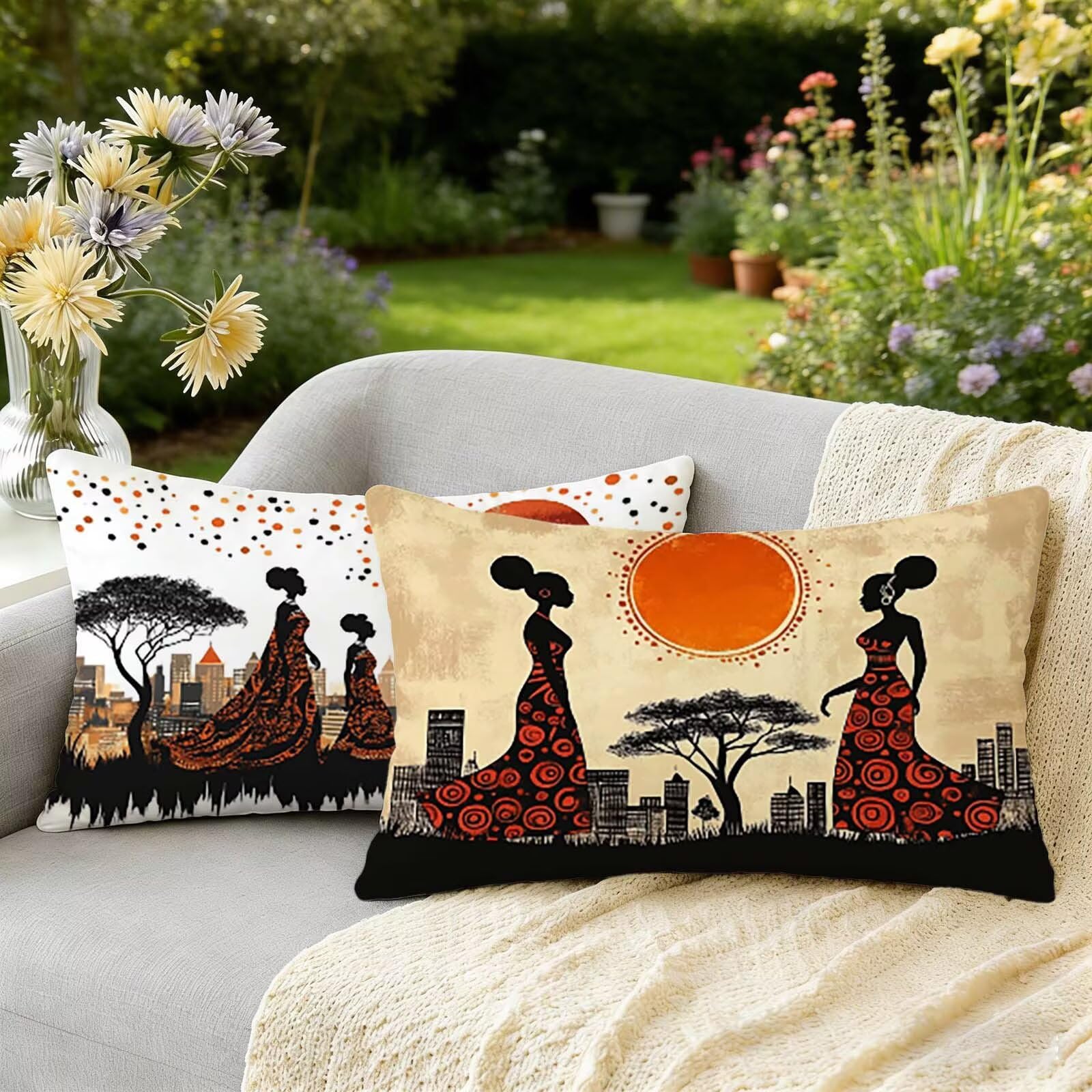 Housse Coussin 50x70 Velours Taie d'oreiller Décoratives Motif Paysage W-1