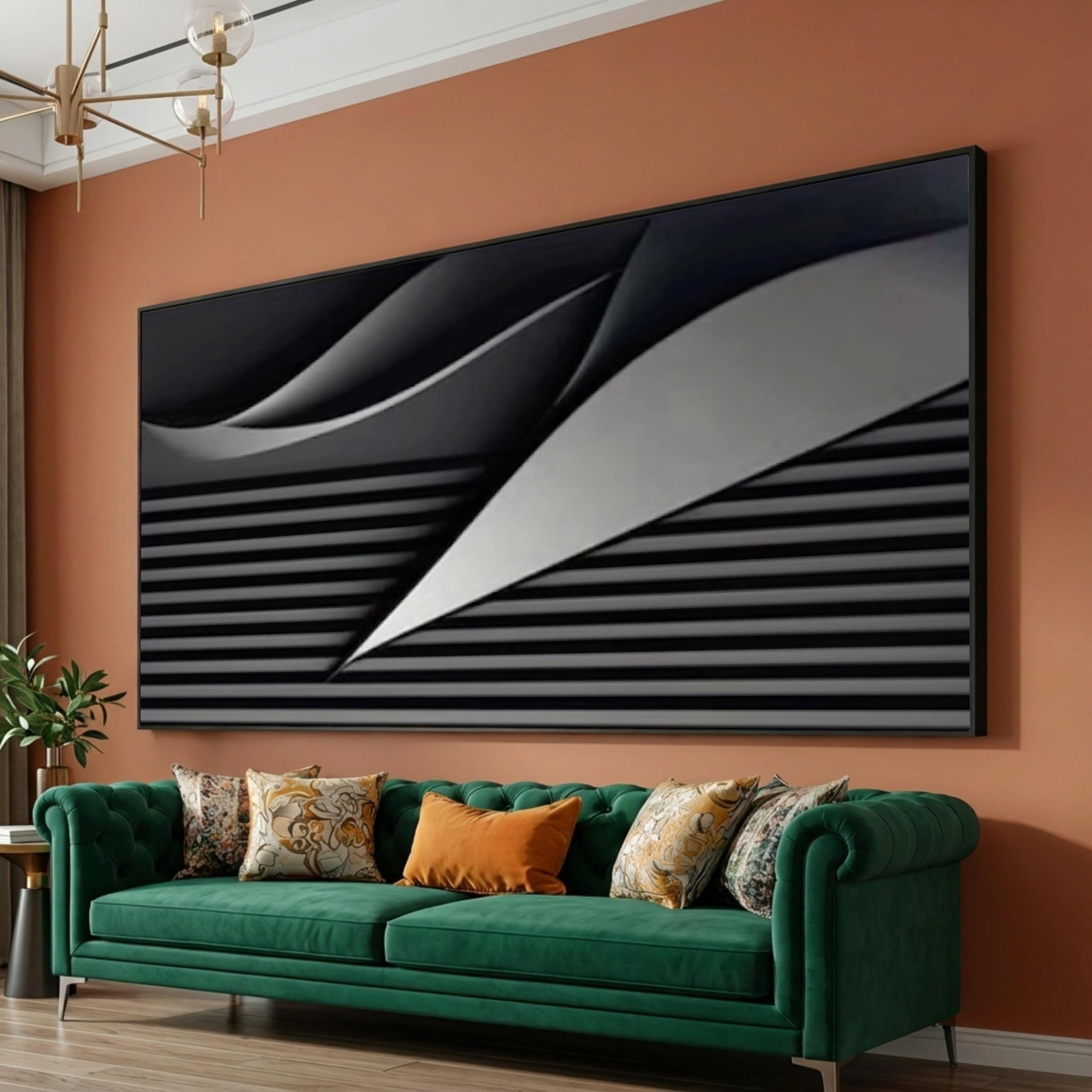 CAOXTART Abstract Black and Gray Canvas Wall Art, Geometric Canvas Print Posters, Nordic Home Bedroom Canvas Wall Painting(35x60cm/Frameless)