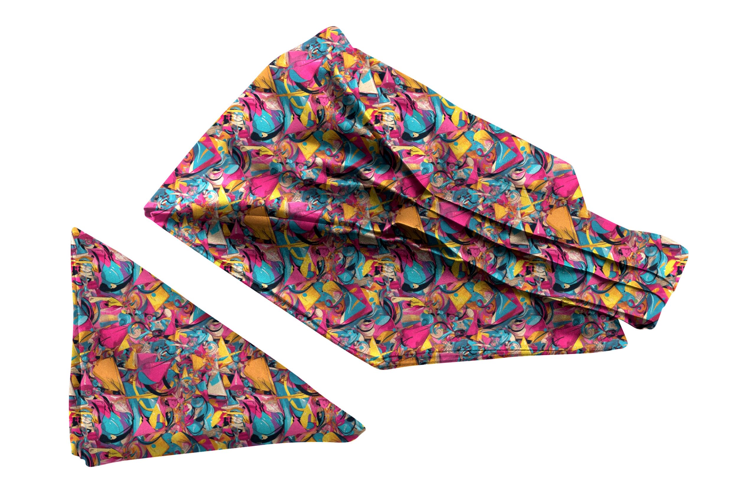 blacksmith Pink Chaos Printed Ascot and Macthing Pocket Square for Men-picture-30