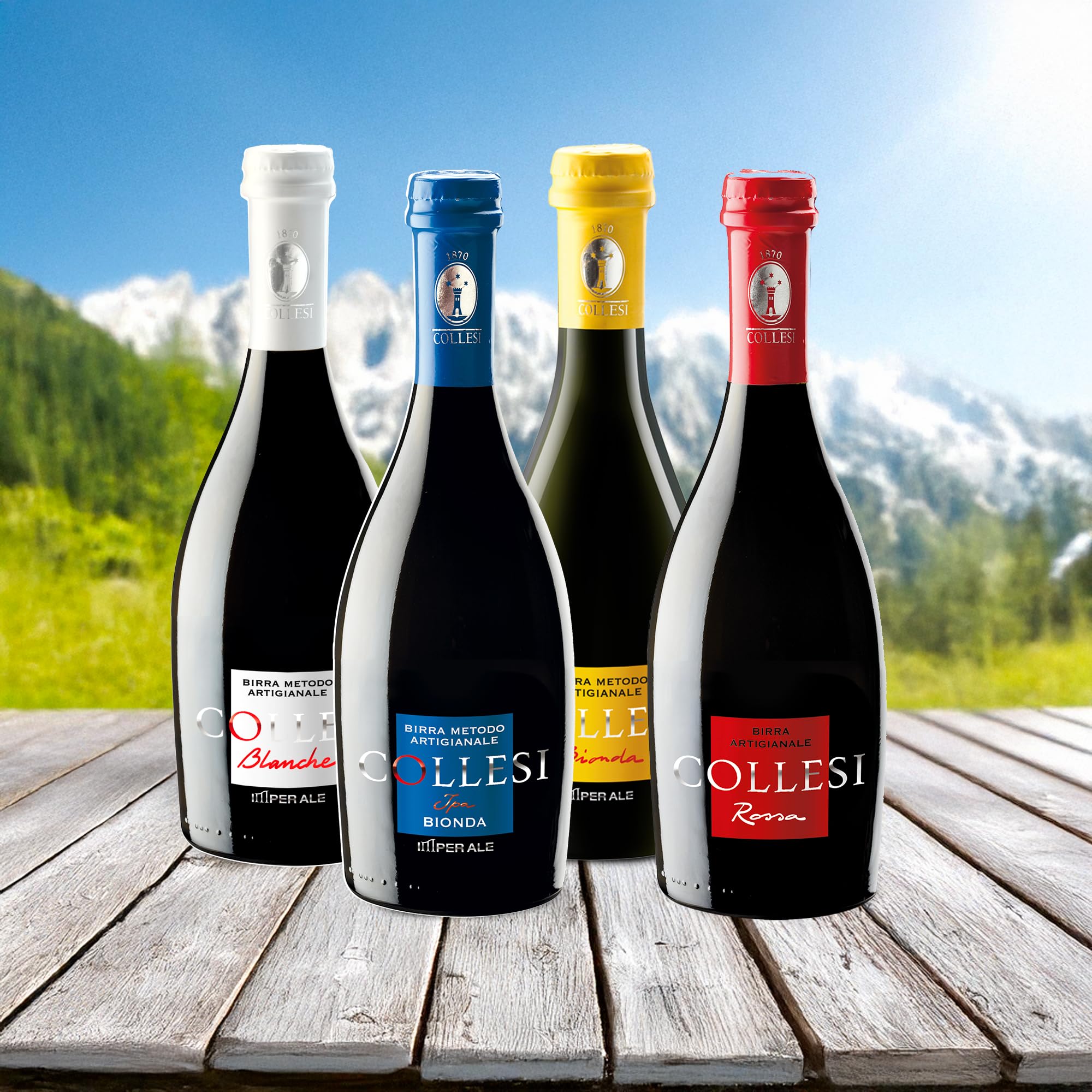 Birra Artigianale Collesi – Confezione Degustazione 4 Birre - IPA, Rossa, Bionda, Blanche – Confezione da 4 Bottiglie - 500 ml