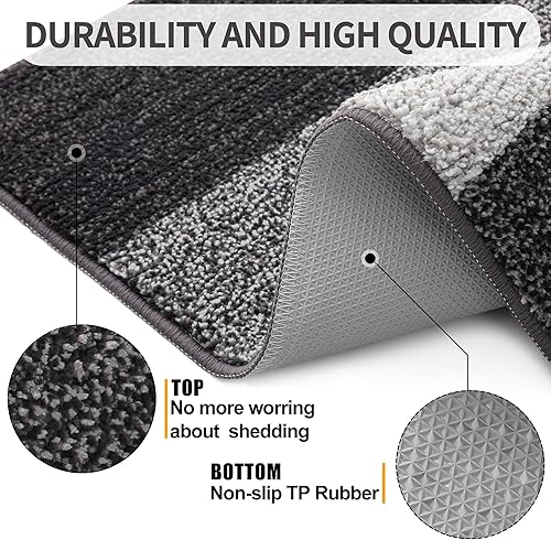 Miniatura 9 de Kitinjoy Tapete para puerta de interior, 32 x 20 pulgadas, antideslizante, absorbente, atrapador de suciedad, tapete de entrada de perfil bajo,