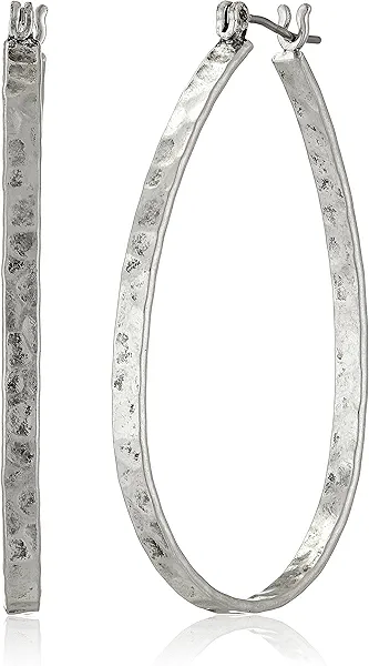 Lucky Brand Womens Textured Medium Oblong Hoops