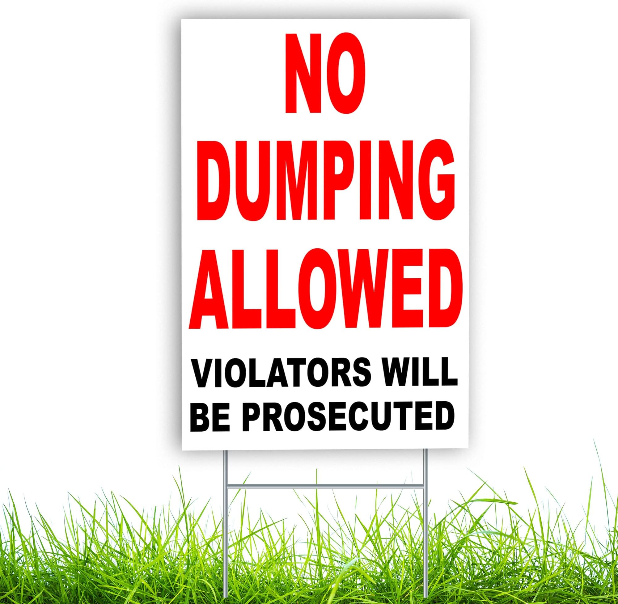 No Dumping No Yard Waste Sign - 2 Pack, 12x6 Inch Aluminum Weatherproof Sign, Easy Mounting For Private Property