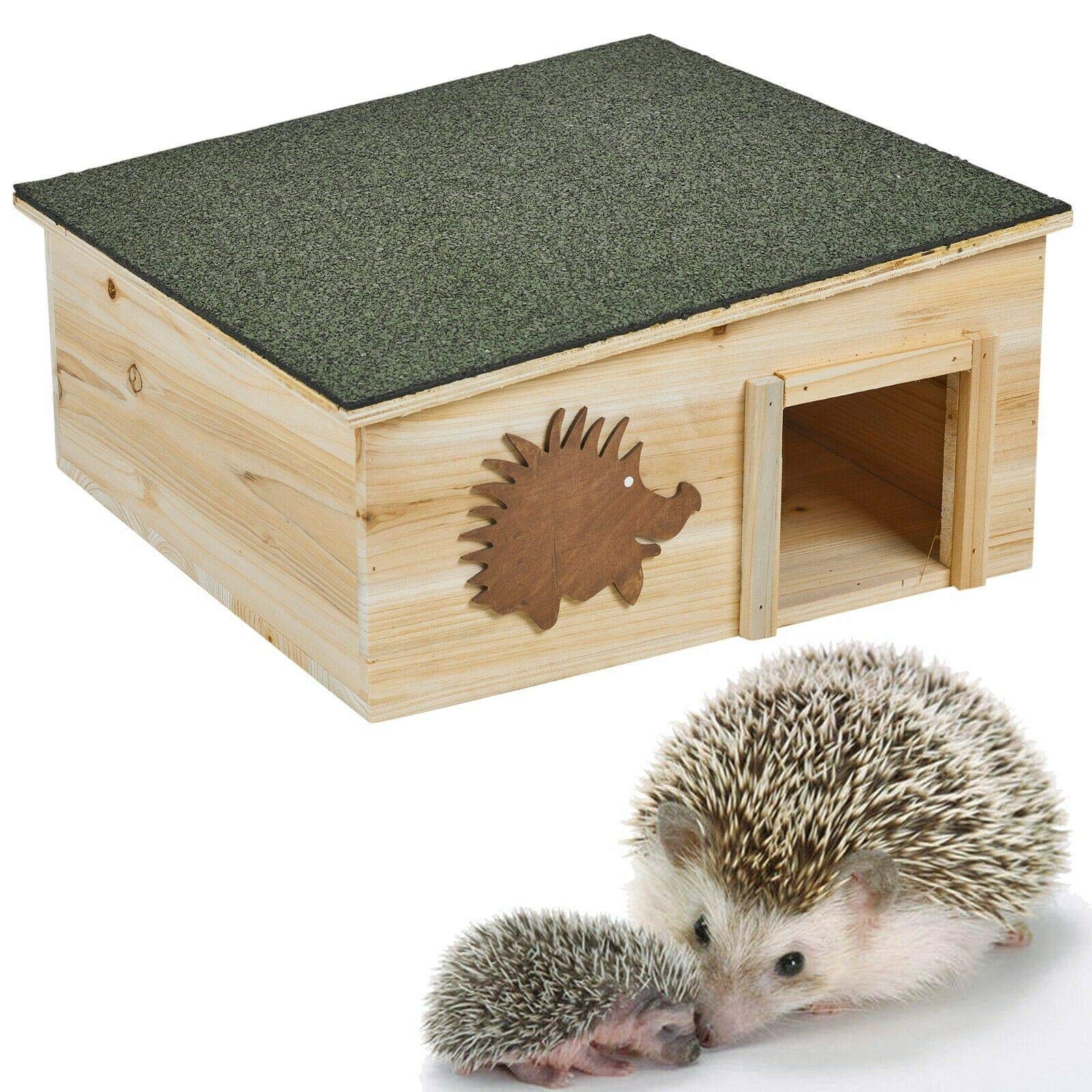 Unibos Wooden Hedgehog House Detachable Rainproof Bitumen Roof Hibernation Nesting Box