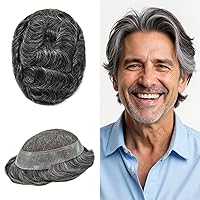 Vista 22 de Toupee - Sistema de pelo para hombres, postizos de encaje suave, sistema de reemplazo de cabello para hombre, línea de cabello de PU, pieza de pelo