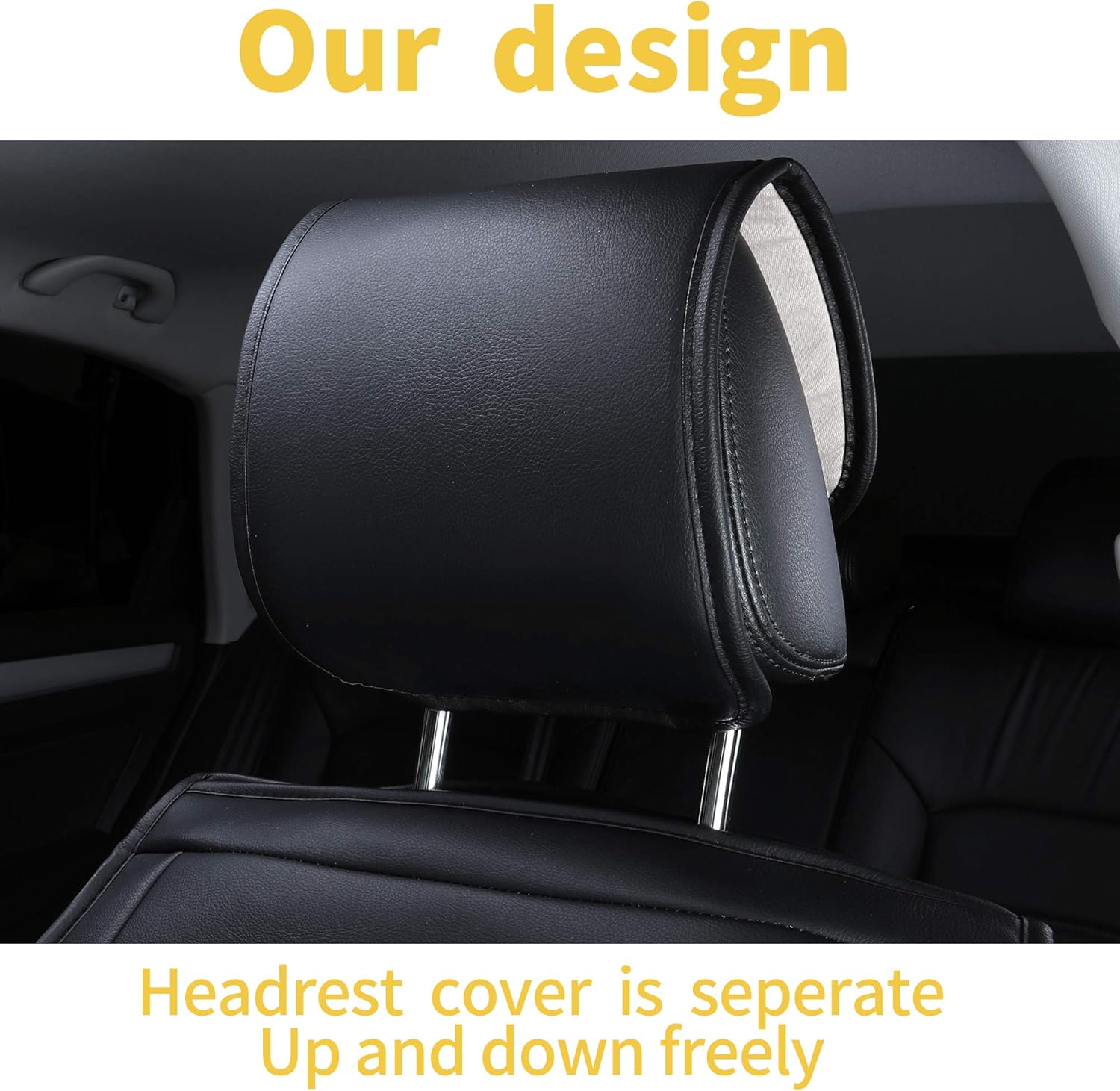 INCH Empire 2 Front Car Seat Cover-Simple Style Water Proof Leatherette Cushion Universal Fit for Sedan SUV Truck Hatchback Durable Use(2 Front Black Line)
