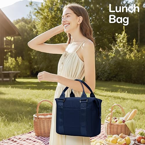 Miniatura 3 de coowoz Lonchera para mujer, con aislamiento, bolsa de almuerzo para adultos, bolsa de almuerzo para mujer, lonchera para hombres, trabajo, picnic,