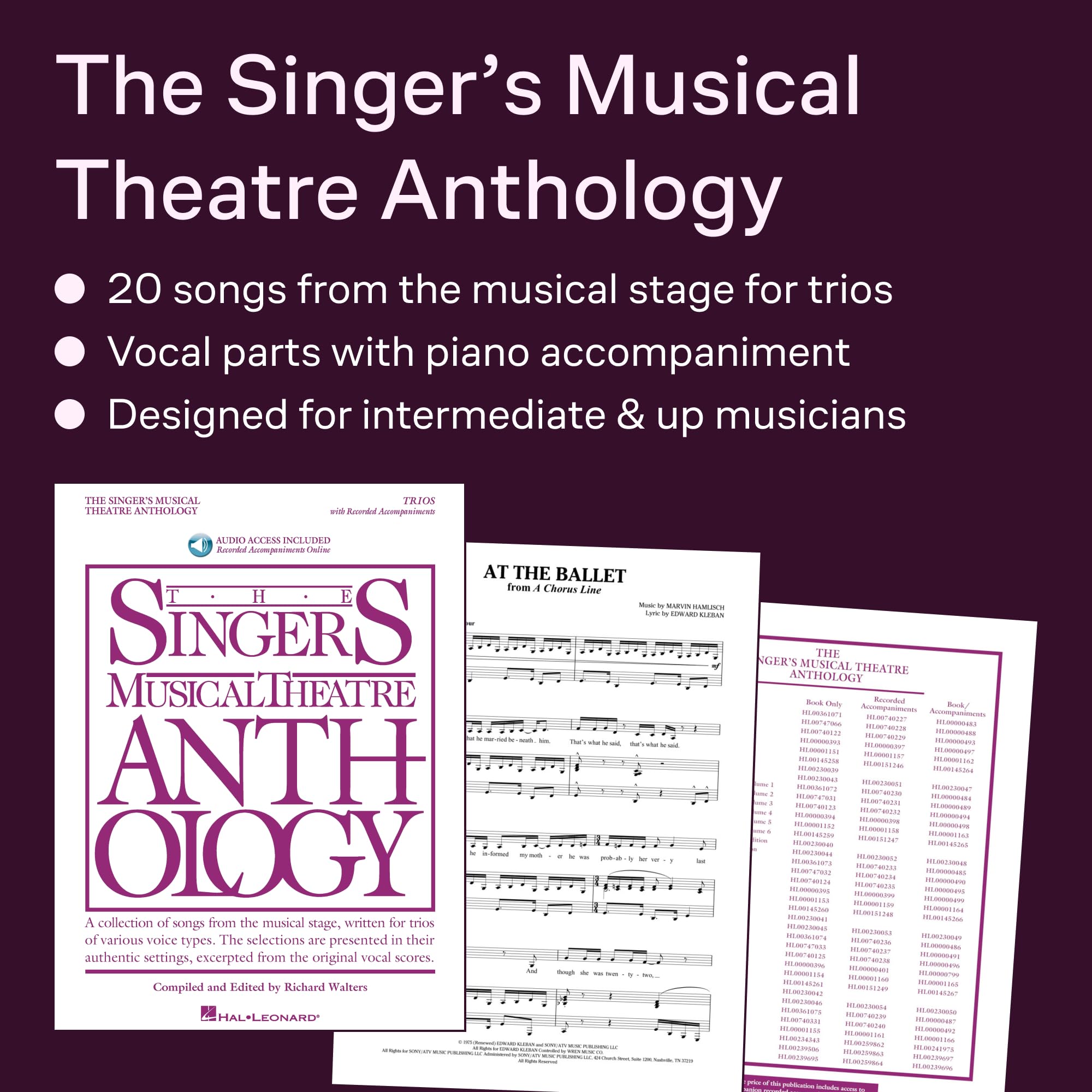 The Singer's Musical Theatre Anthology: Trios - Book/Online Audio: 20 Trios for Various Voice Combinations [With CD (Audio)]