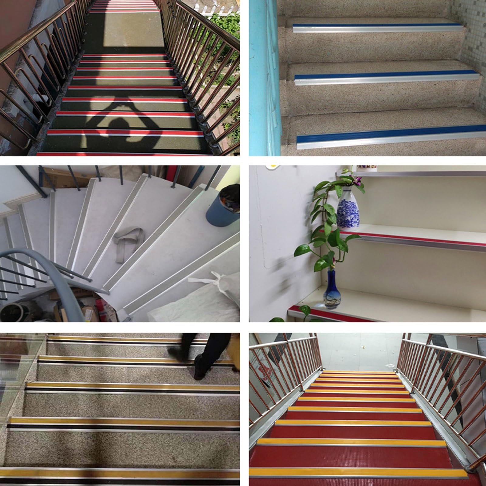 Perfil De ProteccióN para Borde De EscalóN Aluminio, Antideslizantes Tira Goma ExtraíBle, Borde De PeldañO, Cubiertas Borde Escalera, con Bandas Antideslizantes, 1 M De Longitud (Color : Yellow, Siz