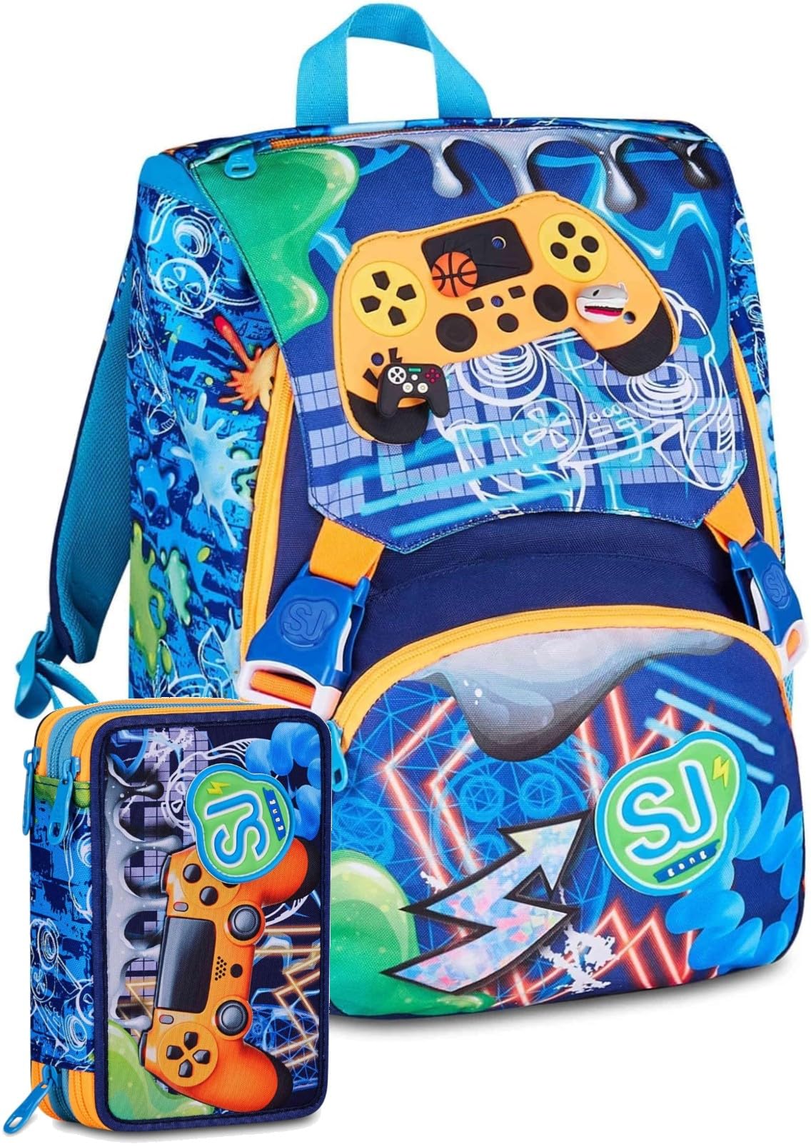 Schoolpack Zaino Seven SJ Gang Joystick Sport 43x27x16 cm + Astuccio Completo