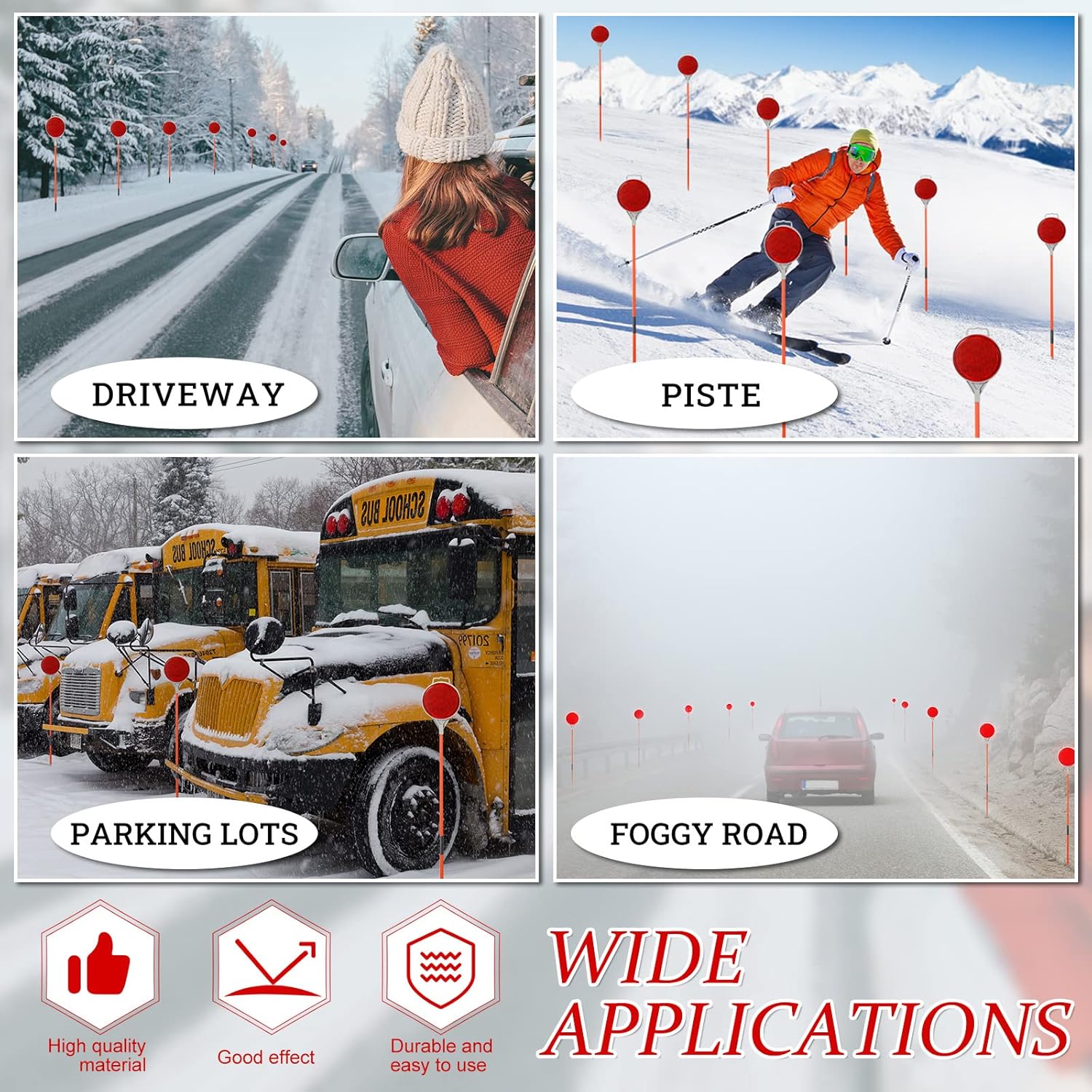 レッド 反射 私道マーカー 48インチ 両面 私道 リフレクター ロードリフレクター 安全リフレクター ファイバーグラス 私道マーカ