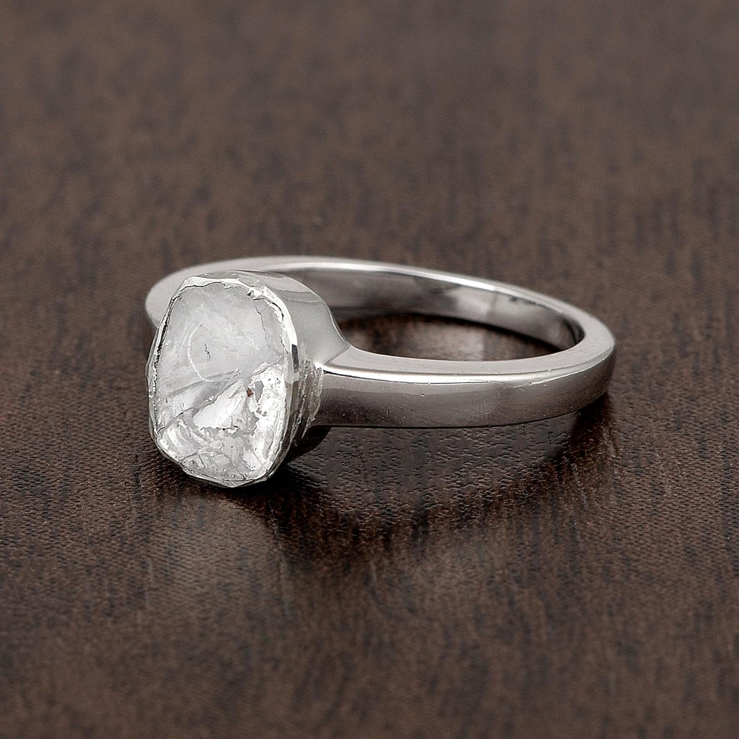 0.50ct Natural Uncut Polki Diamond Solitaire Ring For Women in 925 Sterling Silver April birthstone Jewelry for her Wedding Anniversary Birthday Engagement