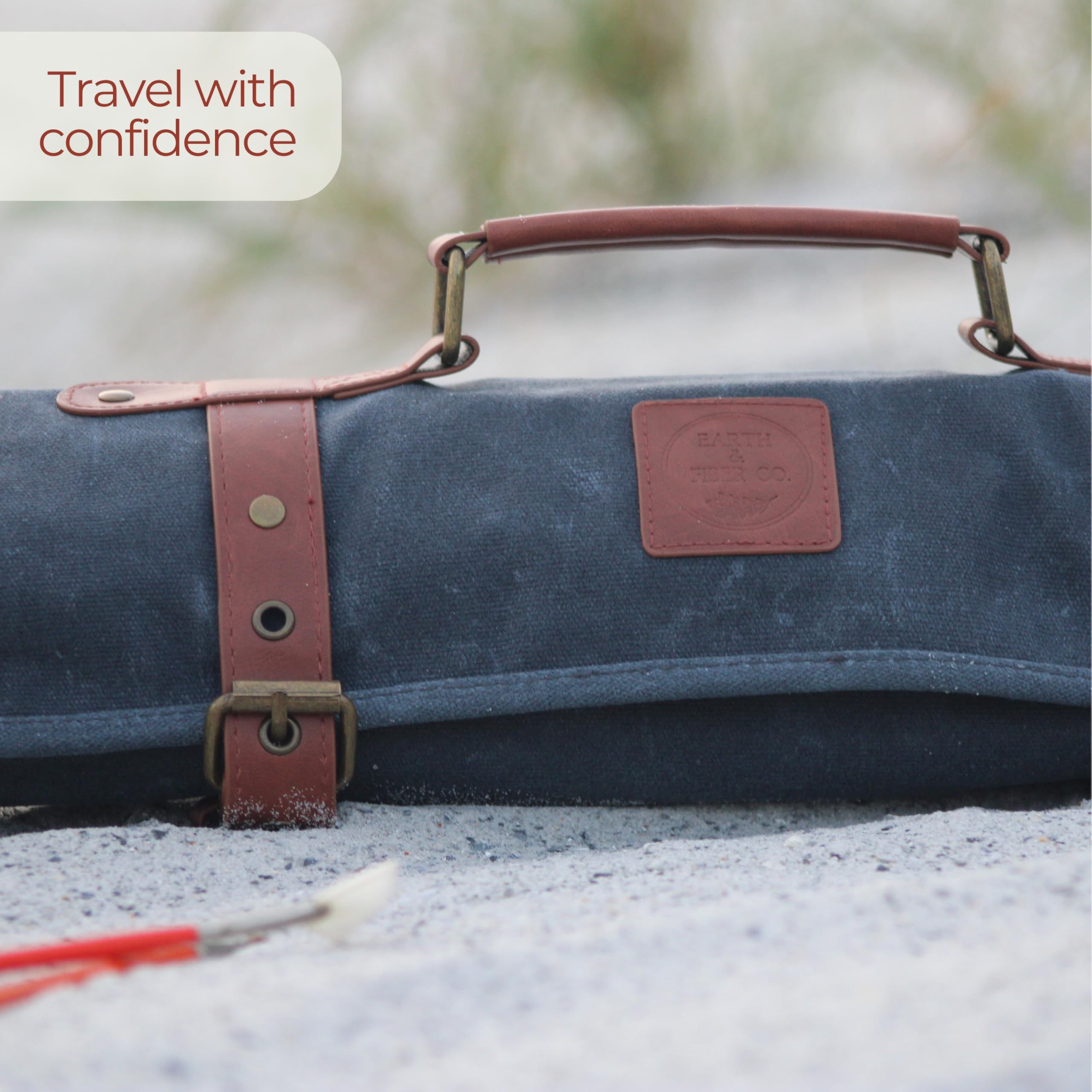 Earth & Fiber Co. Gewachstes Canvas-Stricknadeletui (bis zu 40,6 cm) – Stricktasche – Stricknadel-Organizer – Aufbewahrung von Stricknadeln – Rundstricknadeletui (grün)