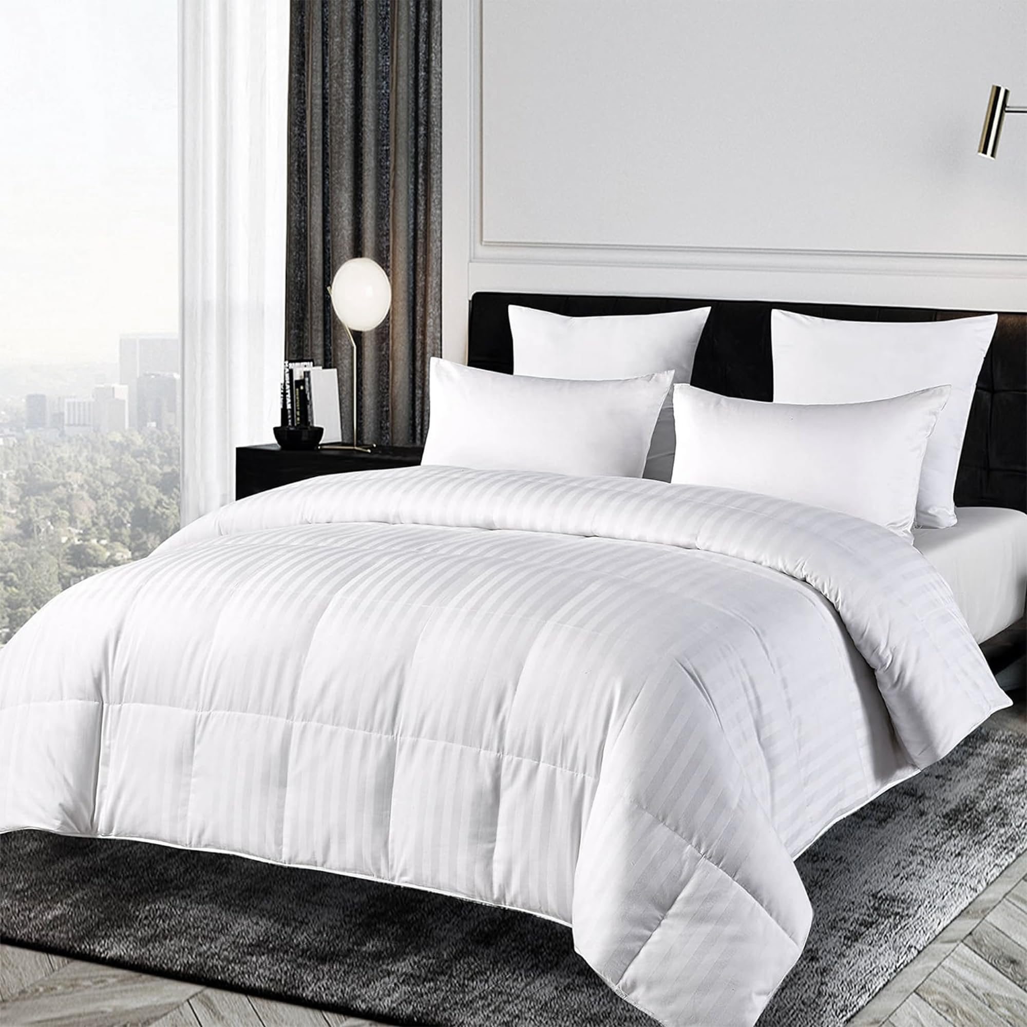 Blue Ridge Home Fashions 350 Thread Count Cotton Damask Down Alternative Comforter, twin White