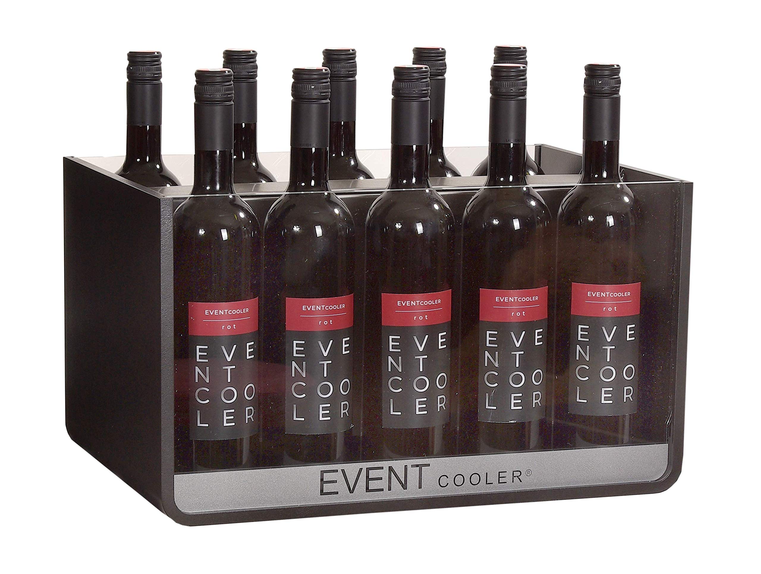 EVENT COOLER VARIO 10, doppeltes Sichtfenster, stromloser Weinkhler, Flaschenkhler - schwarz