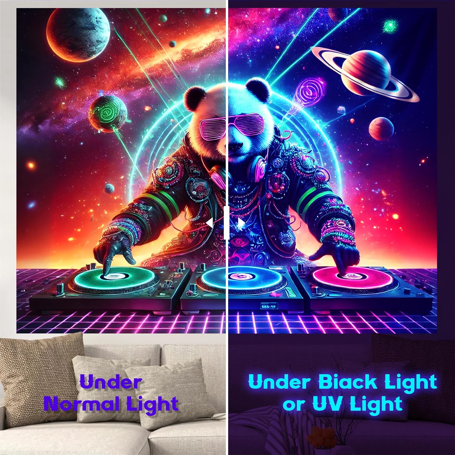NYZE Astronaut Space Tapestry for Bedroom, Glow in the Dark Room Decor Wall Tapestries, Cool Galaxy Planet Wall Hanging, Wall Hanging for Men Guys Gamer Room Dorm Living Room 79x59 in