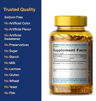 Puritan's Pride Vitamin E-450mg (10,000IU), Vitamin Supplement for Immune System Function and Antioxidant Health Support, 100 Rapid Release Softgels, 2 Pack