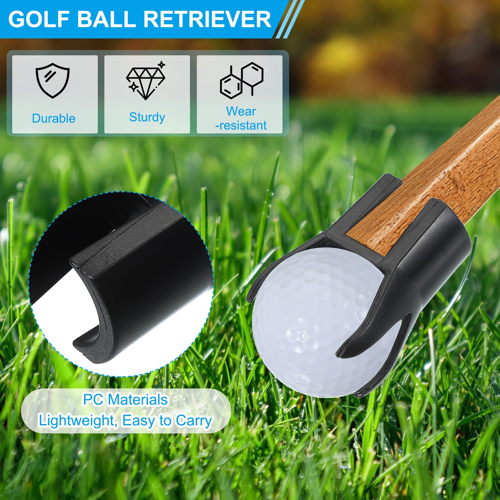 PATIKIL Recogedor de Bolas de Golf 5 Piezas 4 Puntas Negro