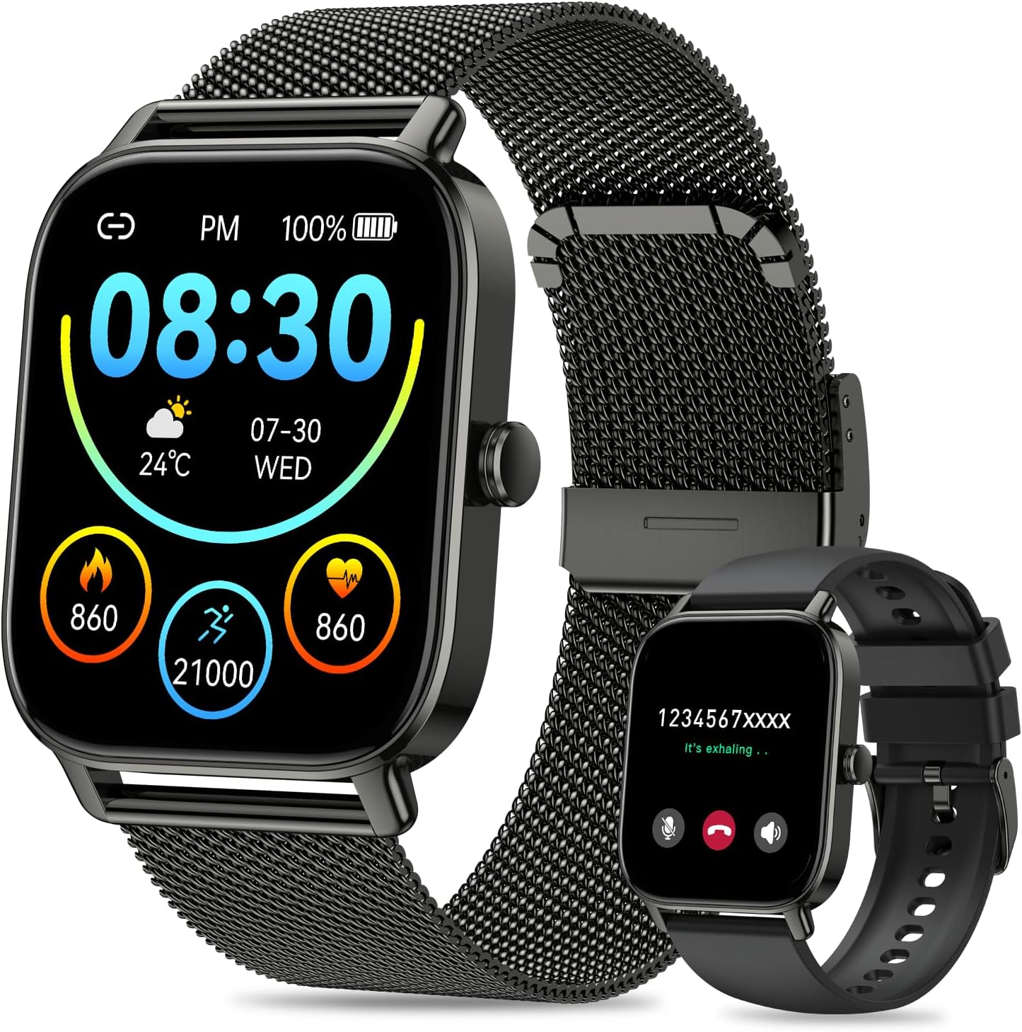 Smart Watch for Men Women Fitness: Waterproof Make Answer Call Digital Mens Watches Pedometer Smartwatch for Android Phone iPhone Samsung Compatible SpO2 Sleep Heart Rate Monitor Running Step Tracker