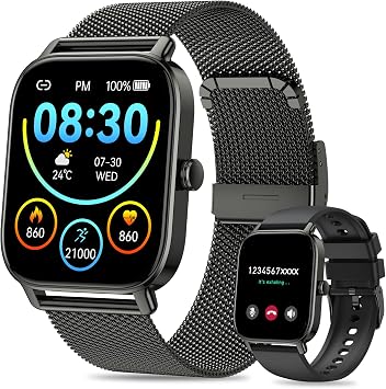 Smart Watch for Men Women Fitness Waterproof Make Answer Call Digital Mens Watches Pedometer Smartwatch for Android Phone iPhone Samsung Compatible SpO2 Sleep Heart Rate Monitor Running Step Tracker