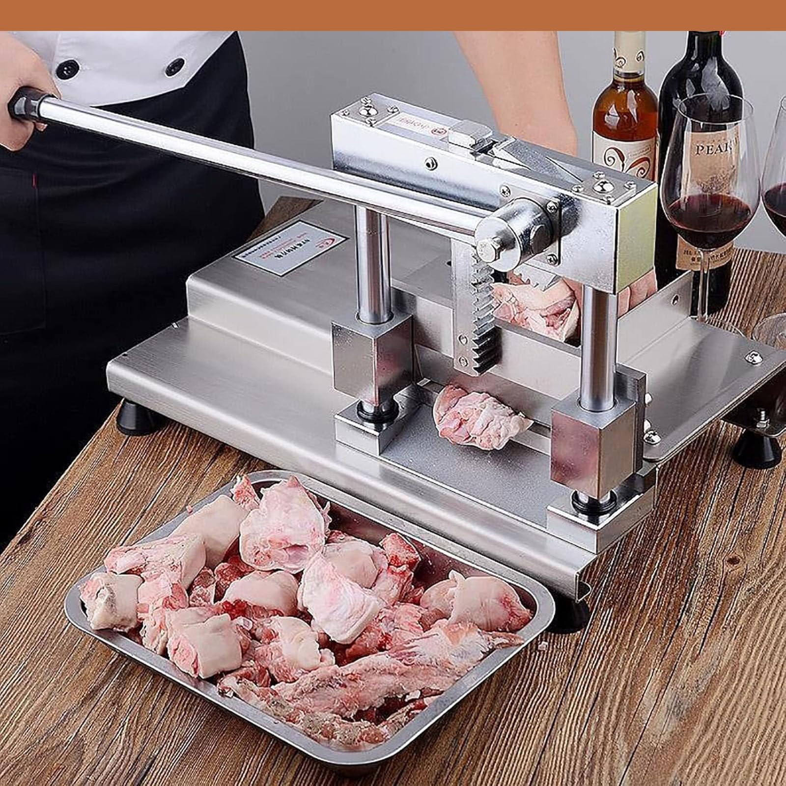 Sega manuale per macellare costolette, tagliare carne e verdure surgelate, in acciaio inox, per uso domestico e commerciale, facile da tagliare
