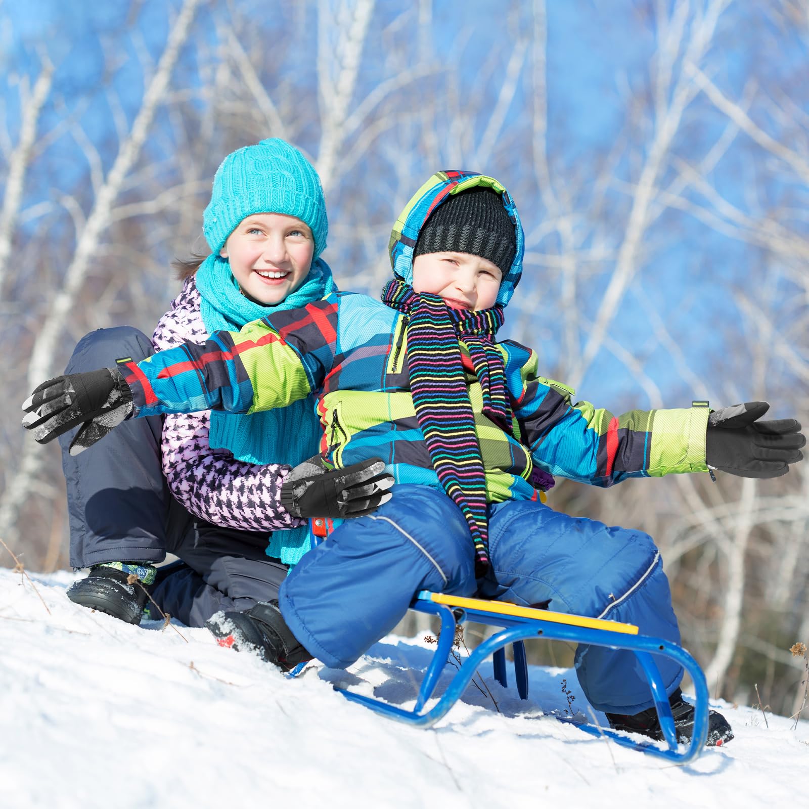 MIG4U Guanti da sci per bambini impermeabili 3M Thinsulate Touchscreen Guanti invernali per bambini, caldi guanti da neve per ragazze