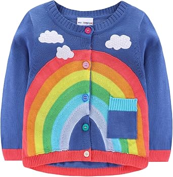 Mud Kingdom Toddler Sweaters Knitted Cardigan for Boys Girls 1-7 Years Rainbow