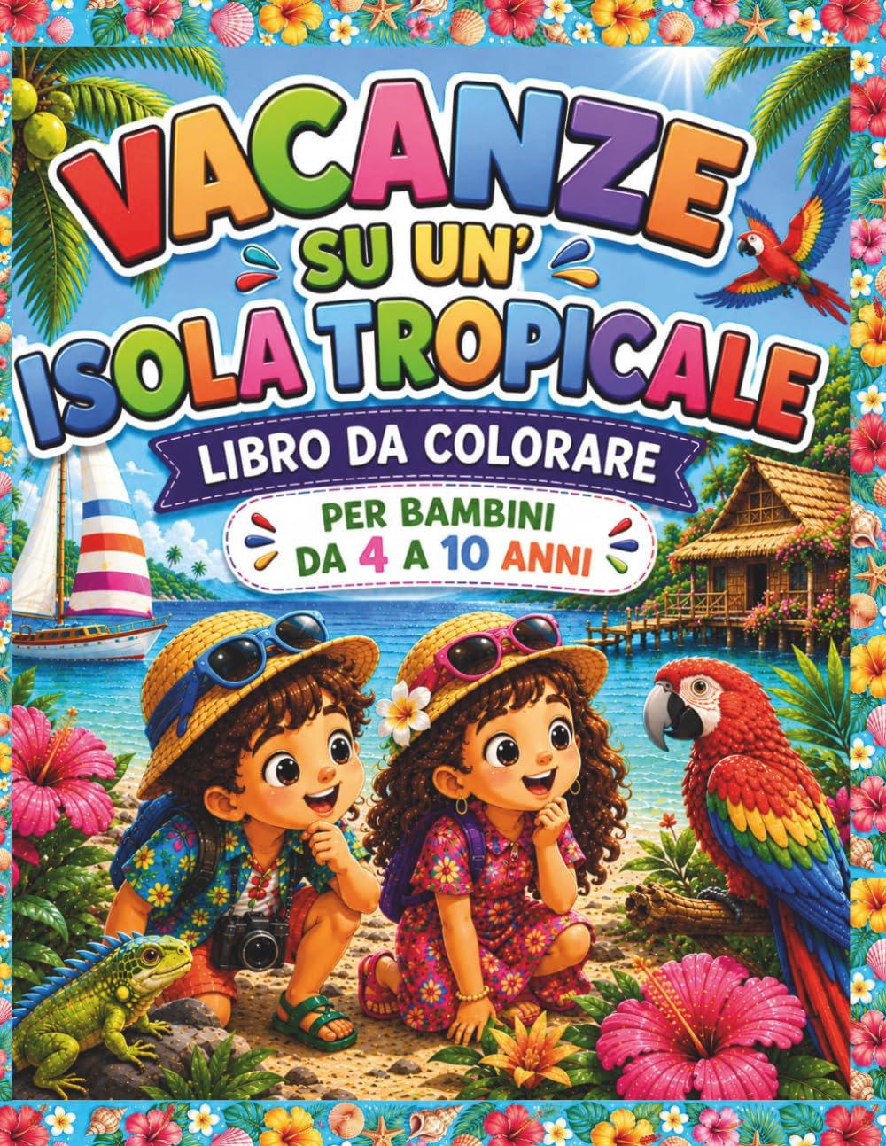 Vacanze su un’isola tropicale: libro da colorare