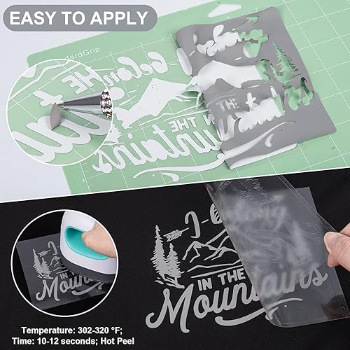 Miniatura 3 de Plotter Cutter - Rollo de vinilo de poliuretano de transferencia de calor,10 pulgadas x 5 pies, para camisetas, ropa, bolsas y otras telas