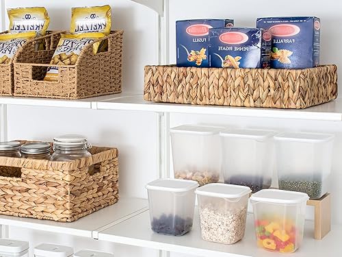 Miniatura 8 de StorageWorks Bandeja grande de jacinto de agua para baño, cesta de almacenamiento de mimbre para estantes, cestas de jacinto natural tejidas a mano