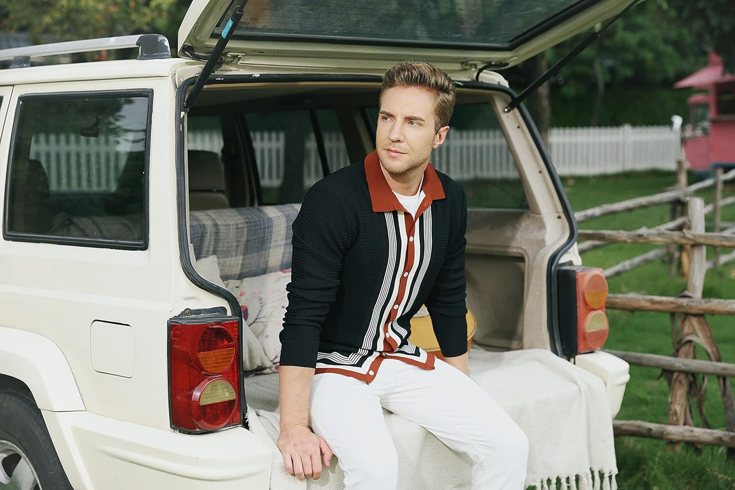 PJ PAUL JONES Men‘s Button Down Polo Shirts Striped Knitted Cardigan Sweaters - Image 2