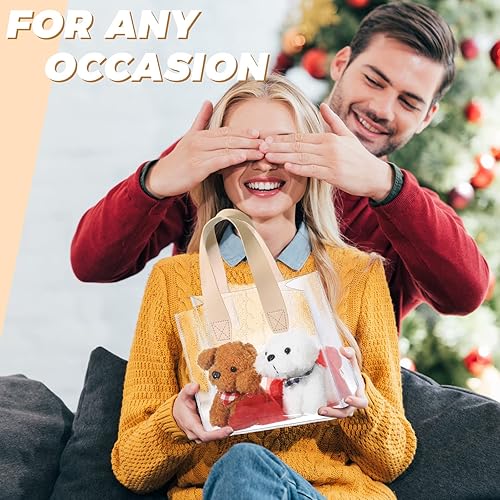Miniatura 7 de Sweetude 24 bolsas de regalo transparentes con asa, pequeñas bolsas de regalo transparentes reutilizables y resistentes a granel para bodas,