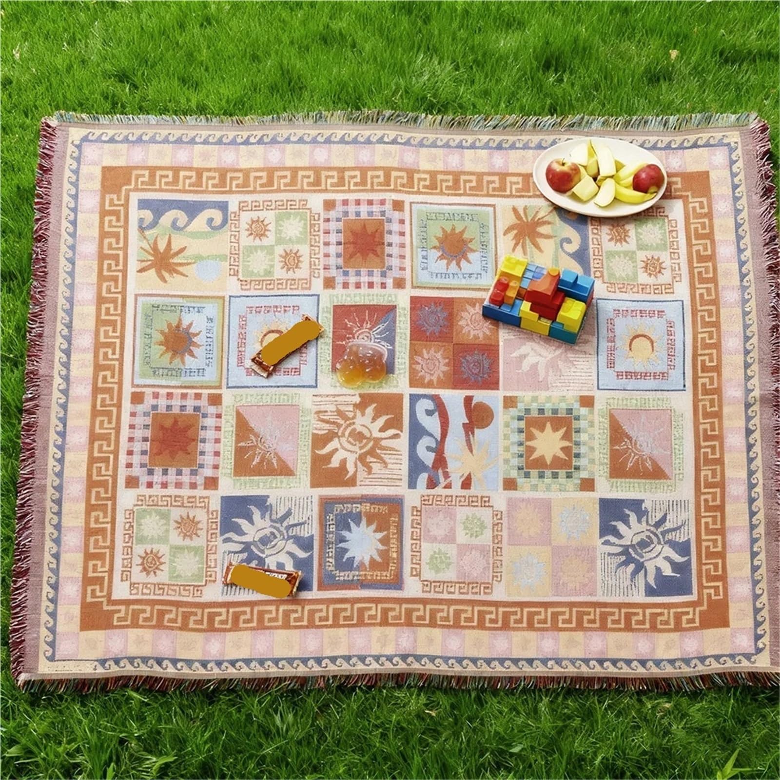 Estera de Picnic Plegable Gruesa con patrón de Sol de Estilo Bohemio, Manta Lavable for Acampar al Aire Libre, Mantel de Playa para Camping