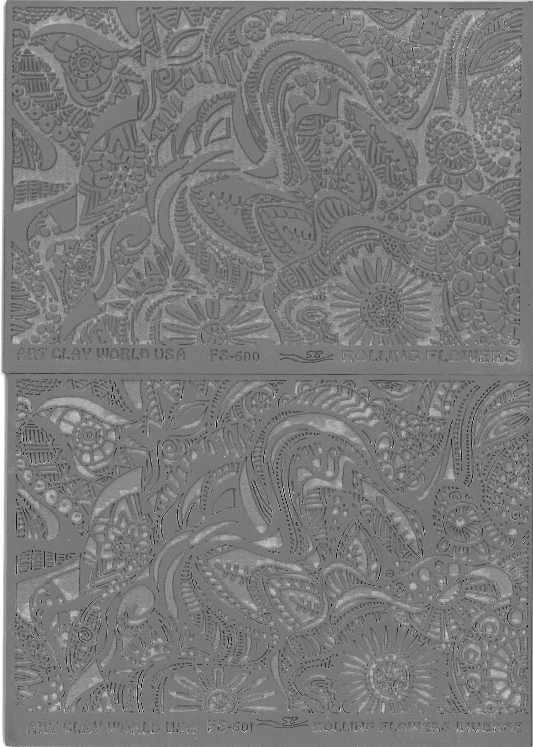 FlexiStamps Texture Sheet Set Shona Brooks Rolling Flowers (Including Rolling Flowers and Rollig Flowers Inverse)- 2 pc.