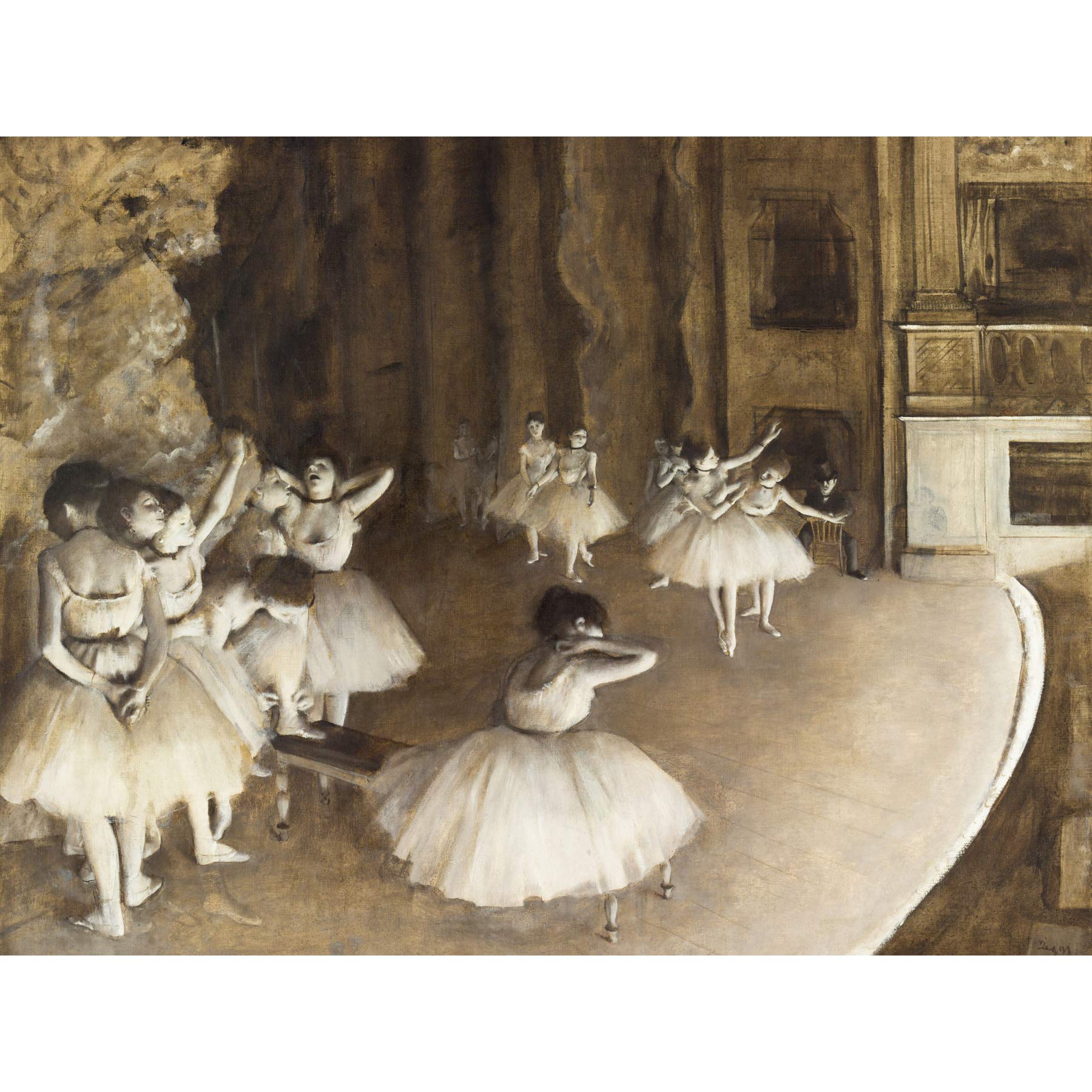 Edgar Degas Ballet Rehearsal On Stage Large Wall Art Print Canvas Premium Poster Mural